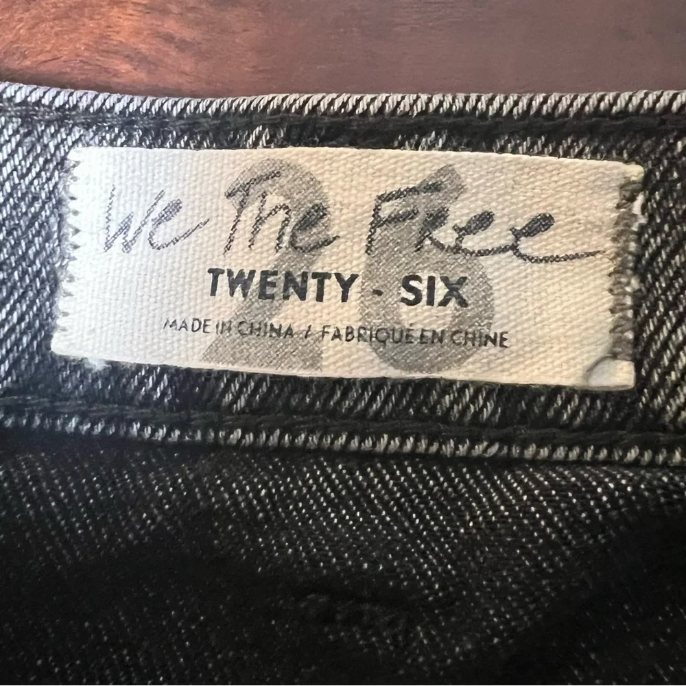 FREE PEOPLE We The Free Denim Parker Wrap Jean Mini Skirt Sulphur Black Size 26 - Picture 9 of 12